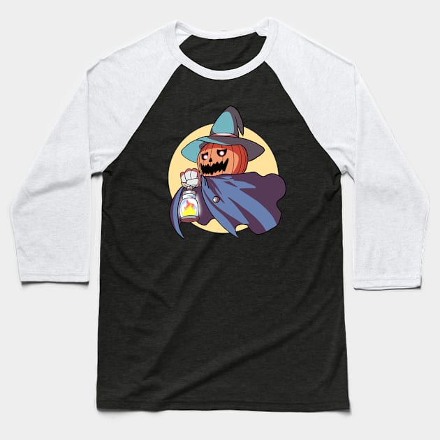 Jack-o'-lantern Baseball T-Shirt by loveandlive